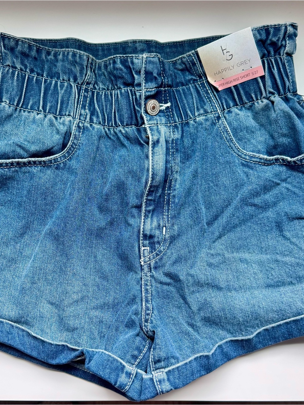 Happily Gray Women's Denim High-Rise Shorts in Blue